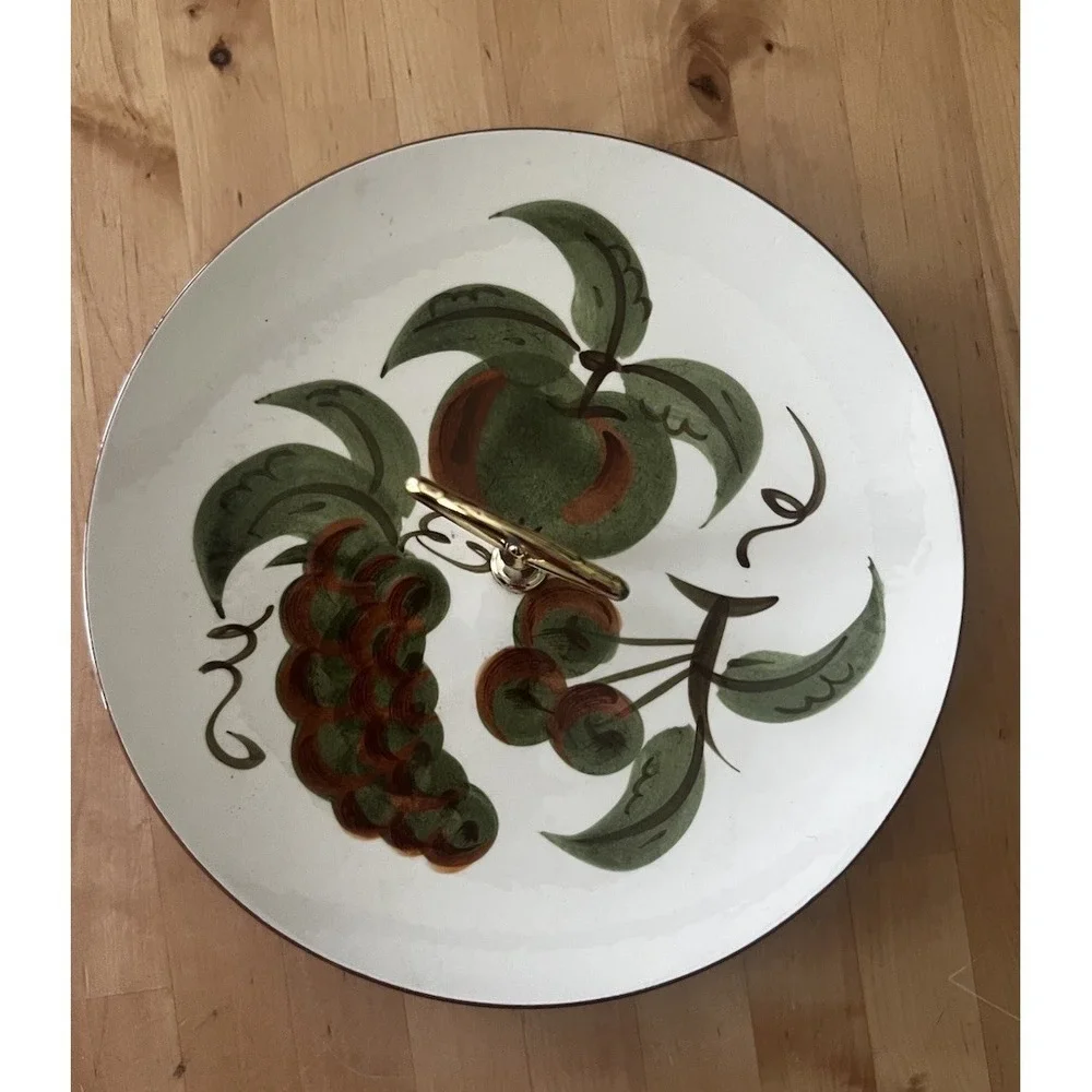 Stangl Orchard Song Hand Painted Tidbit Tray Serving Plate w/ Handle 10